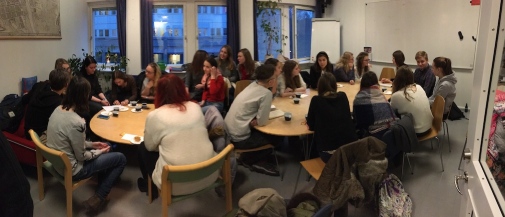 Studiebesök, 2017 Ryska studenter på besök hos Slaviska avd. Bilden är från ett tidigare år.